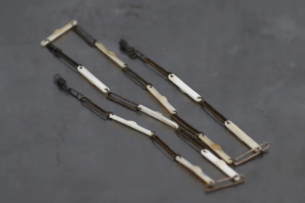 Rigards Hand-hammered copper and buffalo horn glasses chain RG-AT005CU-DLSJ marble + gold chain